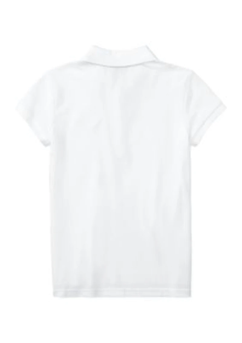 Girls 7-16 Stretch Cotton Mesh Polo Shirt