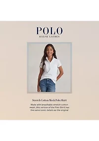 Girls 7-16 Stretch Cotton Mesh Polo Shirt