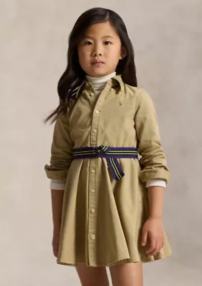 Girls 2-6x Belted Cotton Chino Shirtdress
