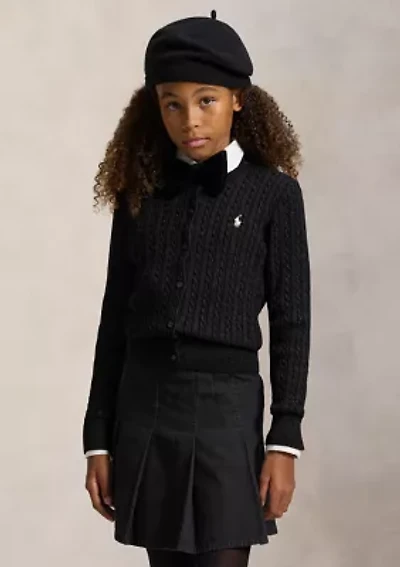 Girls 7-16 Metallic Cable Cotton Blend Cardigan