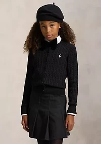 Girls 7-16 Metallic Cable Cotton Blend Cardigan