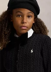 Girls 7-16 Metallic Cable Cotton Blend Cardigan