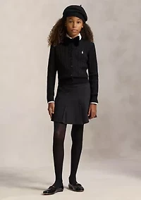 Girls 7-16 Metallic Cable Cotton Blend Cardigan