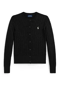 Girls 7-16 Metallic Cable Cotton Blend Cardigan