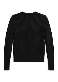 Girls 7-16 Metallic Cable Cotton Blend Cardigan