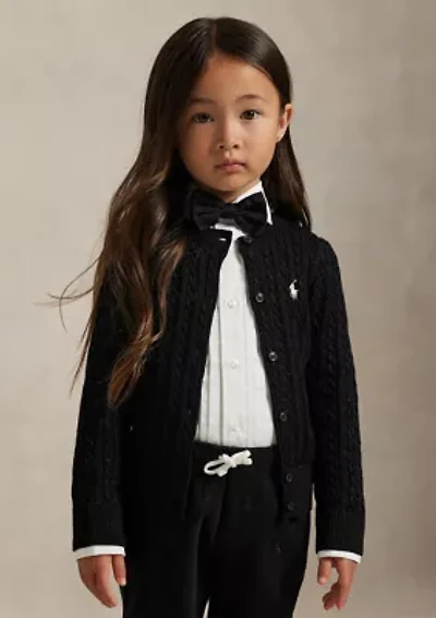 Girls 2-6x Metallic Cable Cotton Blend Cardigan