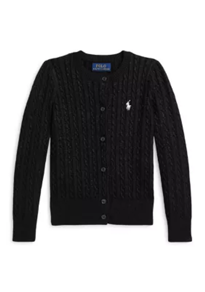 Girls 2-6x Metallic Cable Cotton Blend Cardigan