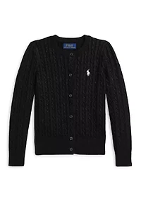 Girls 2-6x Metallic Cable Cotton Blend Cardigan