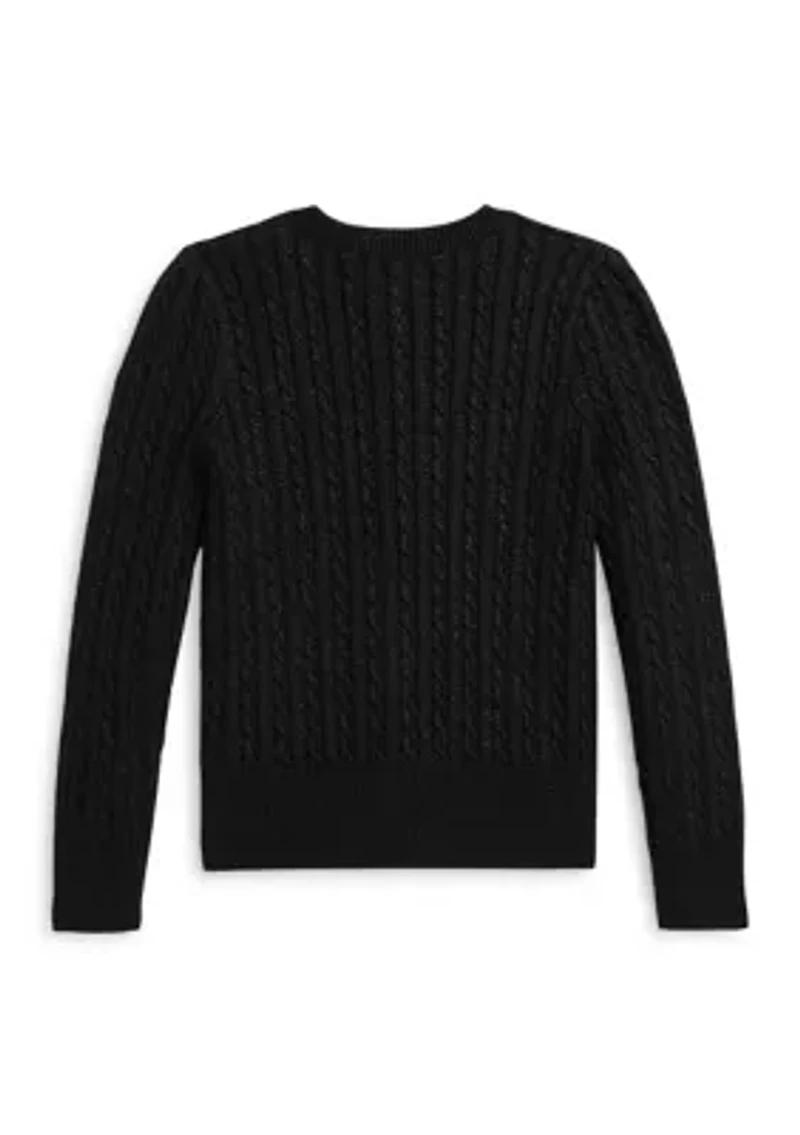 Girls 2-6x Metallic Cable Cotton Blend Cardigan