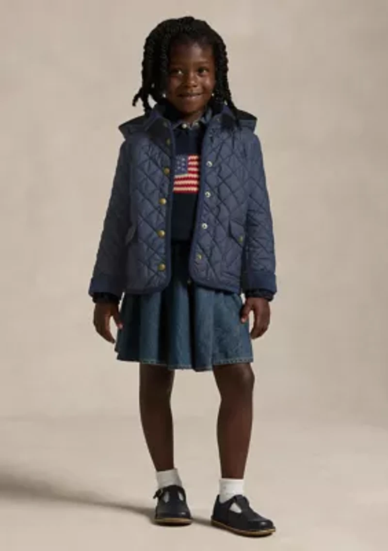 Girls 2-6x Quilted Water Repellent Barn Jacket