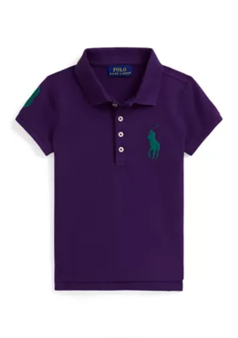 Girls 2-6x Big Pony Stretch Mesh Polo Shirt
