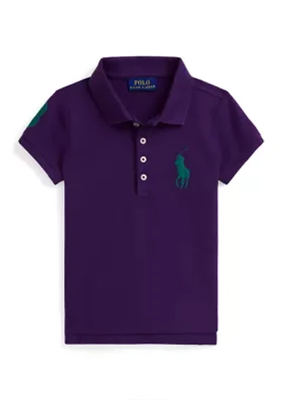 Girls 2-6x Big Pony Stretch Mesh Polo Shirt