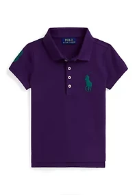 Girls 2-6x Big Pony Stretch Mesh Polo Shirt