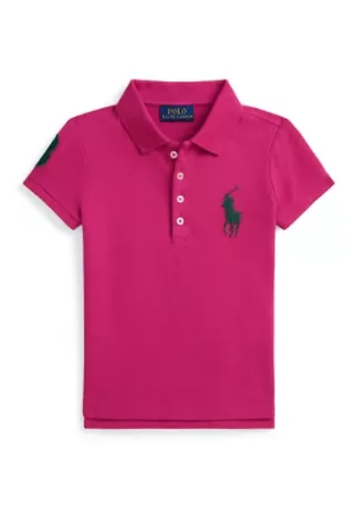 Girls 2-6x Big Pony Stretch Mesh Polo Shirt