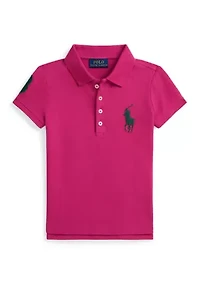 Girls 2-6x Big Pony Stretch Mesh Polo Shirt