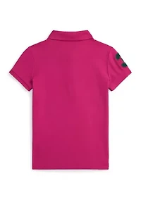 Girls 2-6x Big Pony Stretch Mesh Polo Shirt