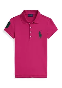 Girls 7-16 Big Pony Stretch Mesh Polo Shirt