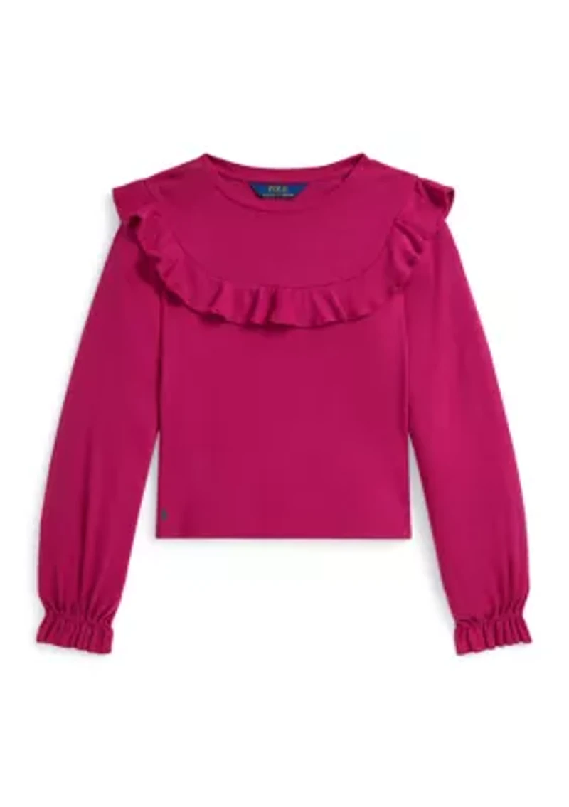 Girls 7-16 Ruffled Cotton-Modal Top