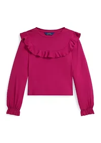Girls 7-16 Ruffled Cotton-Modal Top