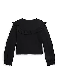 Girls 7-16 Ruffled Cotton-Modal Top