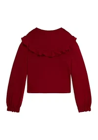 Girls 7-16 Ruffled Cotton-Modal Top