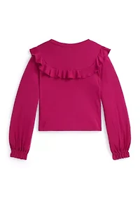 Girls 7-16 Ruffled Cotton-Modal Top