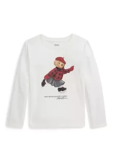 Girls 2-6x Polo Bear Cotton Long-Sleeve Tee