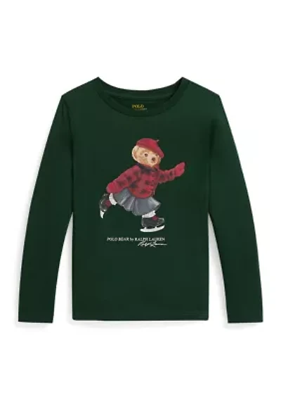 Girls 2-6x Polo Bear Cotton Long-Sleeve Tee