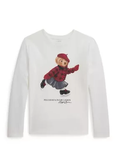 Girls 7-16 Polo Bear Cotton Long-Sleeve Tee