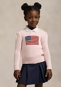 Girls 4-6x Flag Cotton Crewneck Sweater