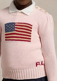Girls 4-6x Flag Cotton Crewneck Sweater