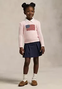 Girls 4-6x Flag Cotton Crewneck Sweater
