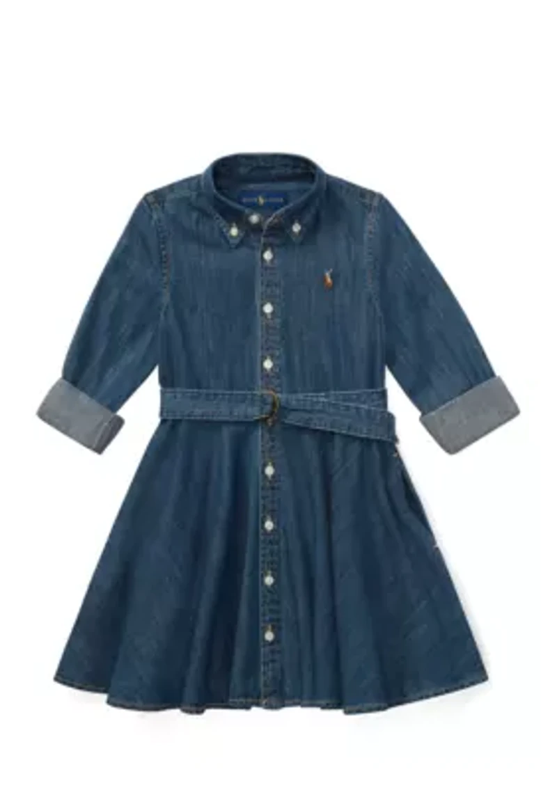 Girls 4-2x Belted Cotton Denim Shirtdress