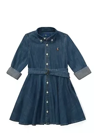 Girls 4-2x Belted Cotton Denim Shirtdress