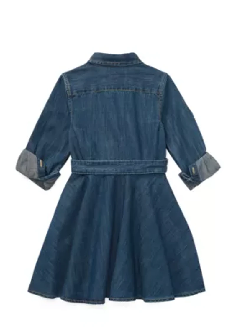 Girls 4-2x Belted Cotton Denim Shirtdress