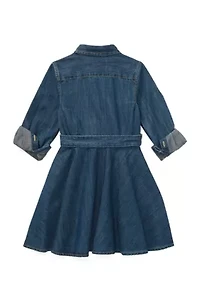 Girls 4-2x Belted Cotton Denim Shirtdress