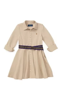 Girls 2-6x Belted Cotton Chino Shirtdress