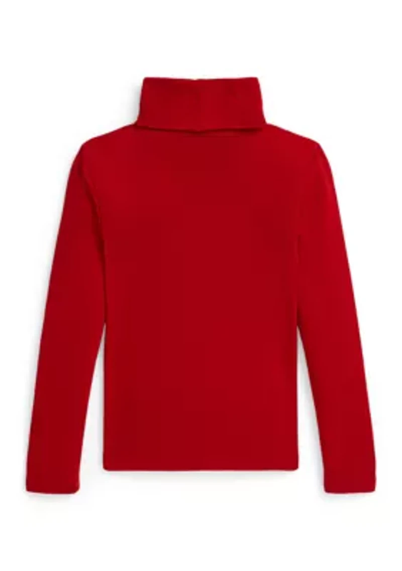 Girls 2-6x Ribbed Cotton-Modal Turtleneck