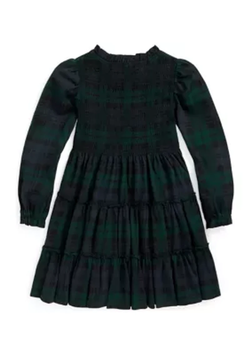 Girls 4-6x Plaid Smocked Cotton Jersey Dress