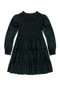 Girls 4-6x Plaid Smocked Cotton Jersey Dress