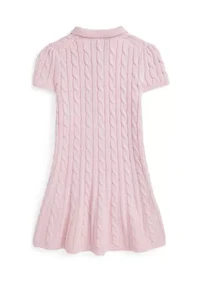 Girls 4-6x Cable Knit Cotton Polo Sweater