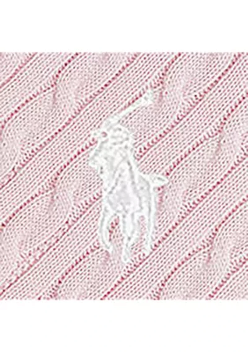 Girls 4-6x Cable Knit Cotton Polo Sweater