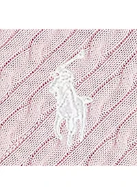 Girls 4-6x Cable Knit Cotton Polo Sweater