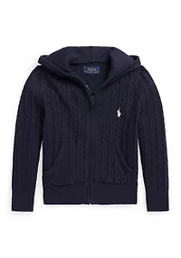 Girls 2-6x Mini-Cable Cotton Full-Zip Hoodie