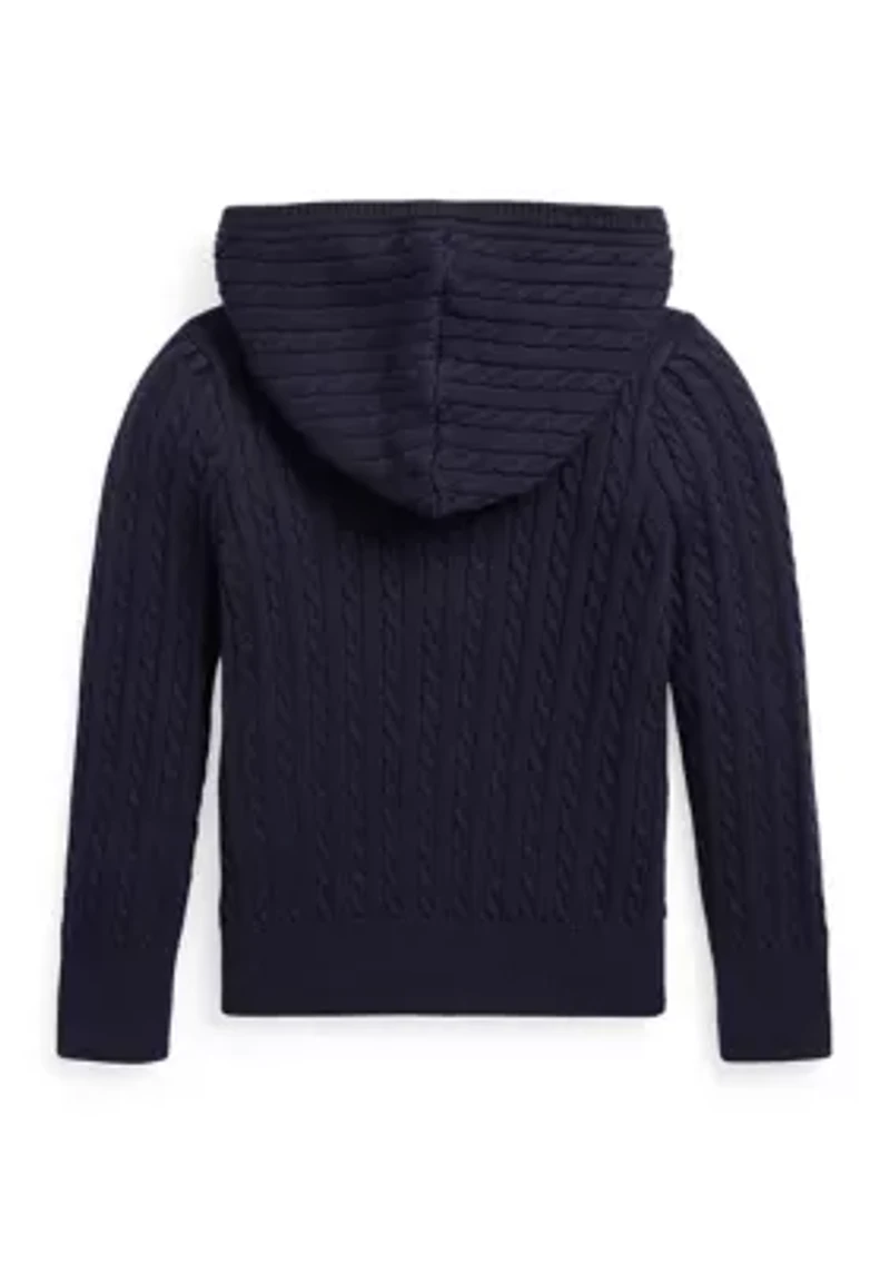 Girls 2-6x Mini-Cable Cotton Full-Zip Hoodie