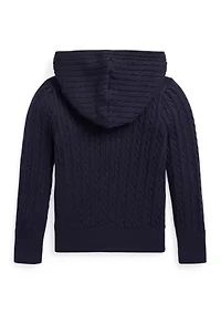 Girls 2-6x Mini-Cable Cotton Full-Zip Hoodie