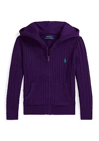 Girls 2-6x Mini-Cable Cotton Full-Zip Hoodie