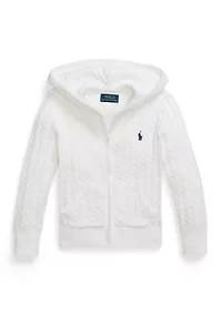 Girls 2-6x Mini-Cable Cotton Full-Zip Hoodie