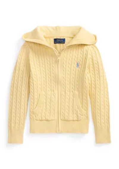 Girls 2-6x Mini-Cable Cotton Full-Zip Hoodie