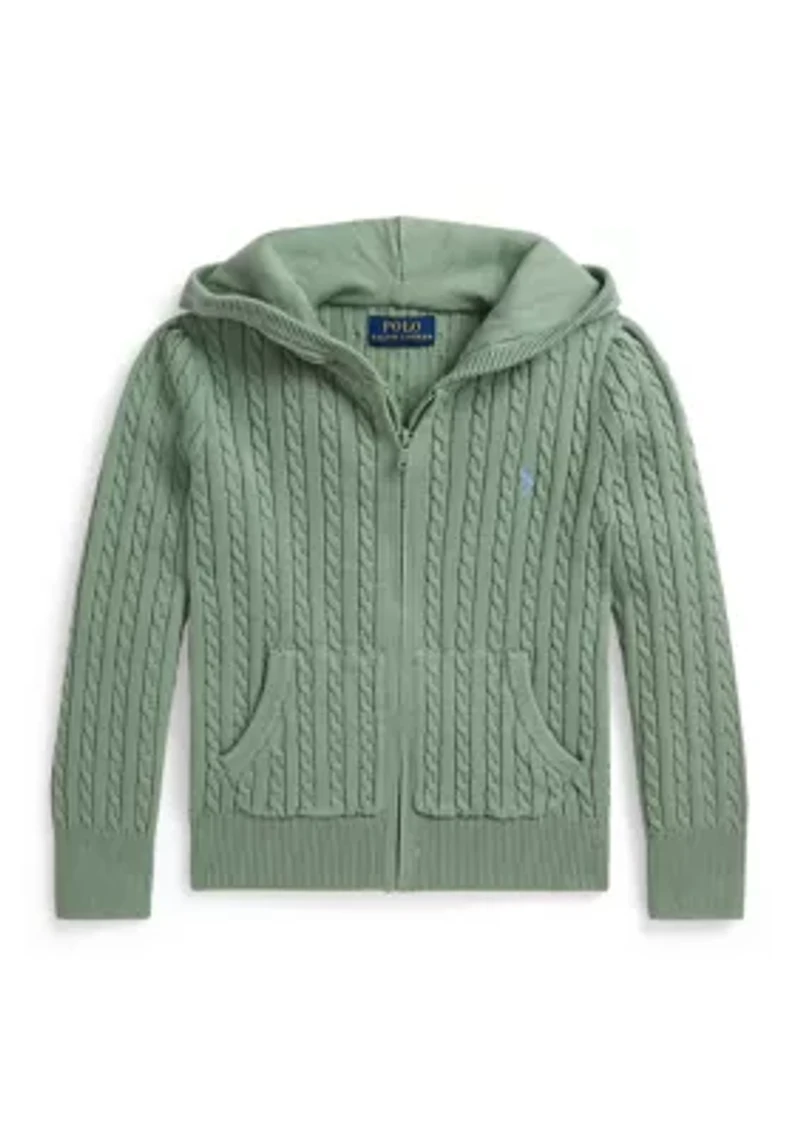 Girls 2-6x Mini-Cable Cotton Full-Zip Hoodie